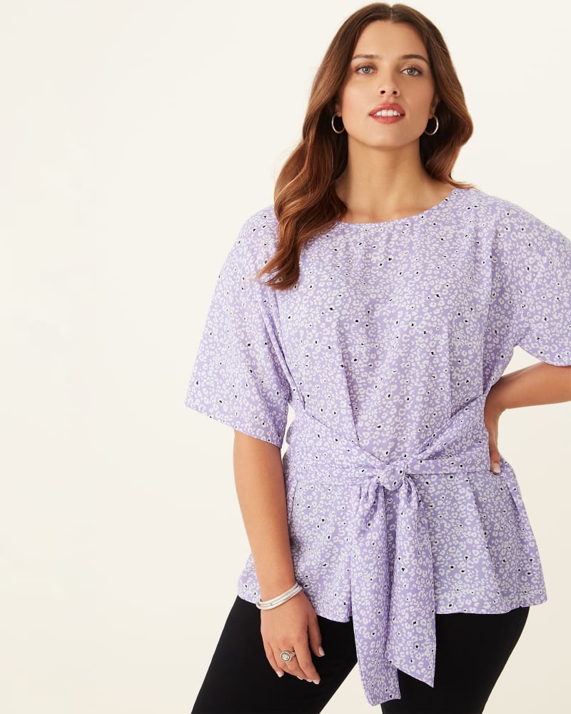 Front of plus size Kara Tie-Front Top by Molly&Isadora | Dia&Co | dia_product_style_image_id:175859